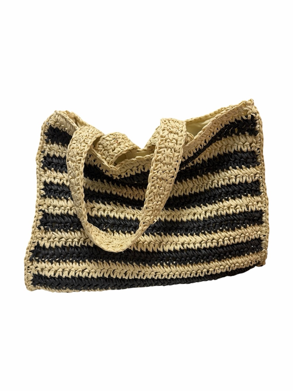 Loft Black/Cream Woven Straw Handbag
